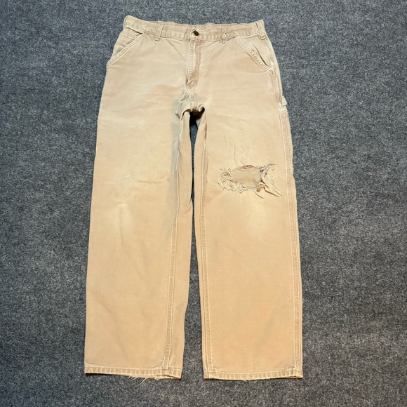 Carhartt Other - Vintage Tan Carhartt Carpenter Baggy Pants Dungaree Workwear 34x29